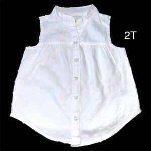Oshkosh Toddler Girl White Sleeveless White Button-Up Blouse Size 2T